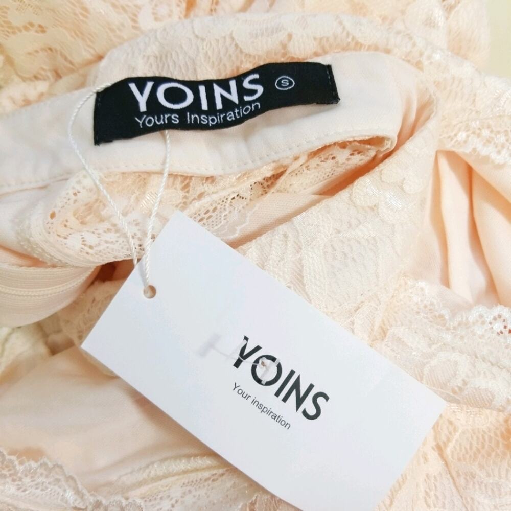 NWT Yoins pastel pink lace bodycon halter dress S - Picture 14 of 16